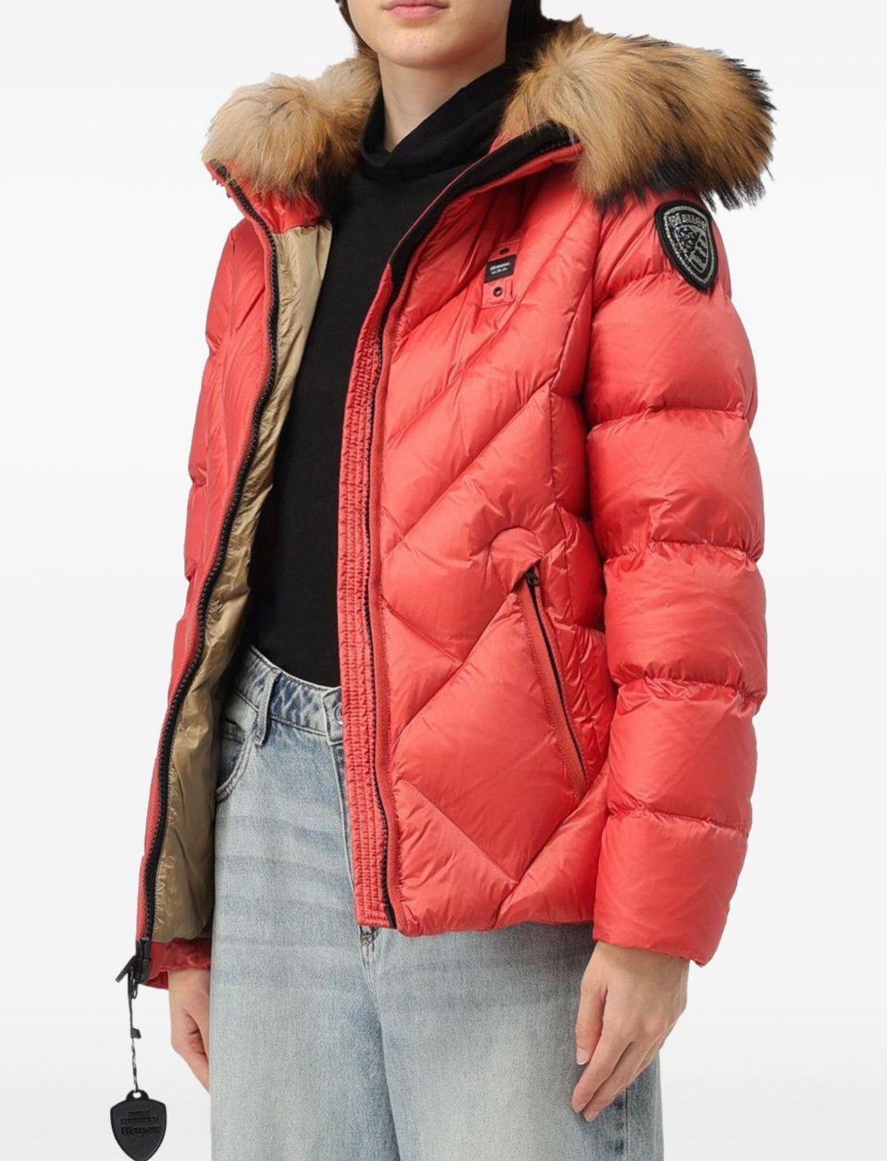 GIUBBINO BLAUER CORTO DONNA ARANCIONE PELLICCIA