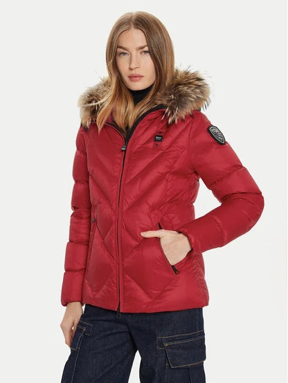 GIUBBINO BLAUER CORTO DONNA ROSSO PELLICCIA