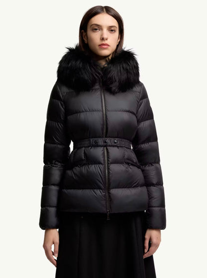 GUBBINO MONCLER DONNA NERO CON PELLICCIA NERA